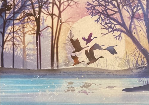 Moonlit birds swans - swans, in